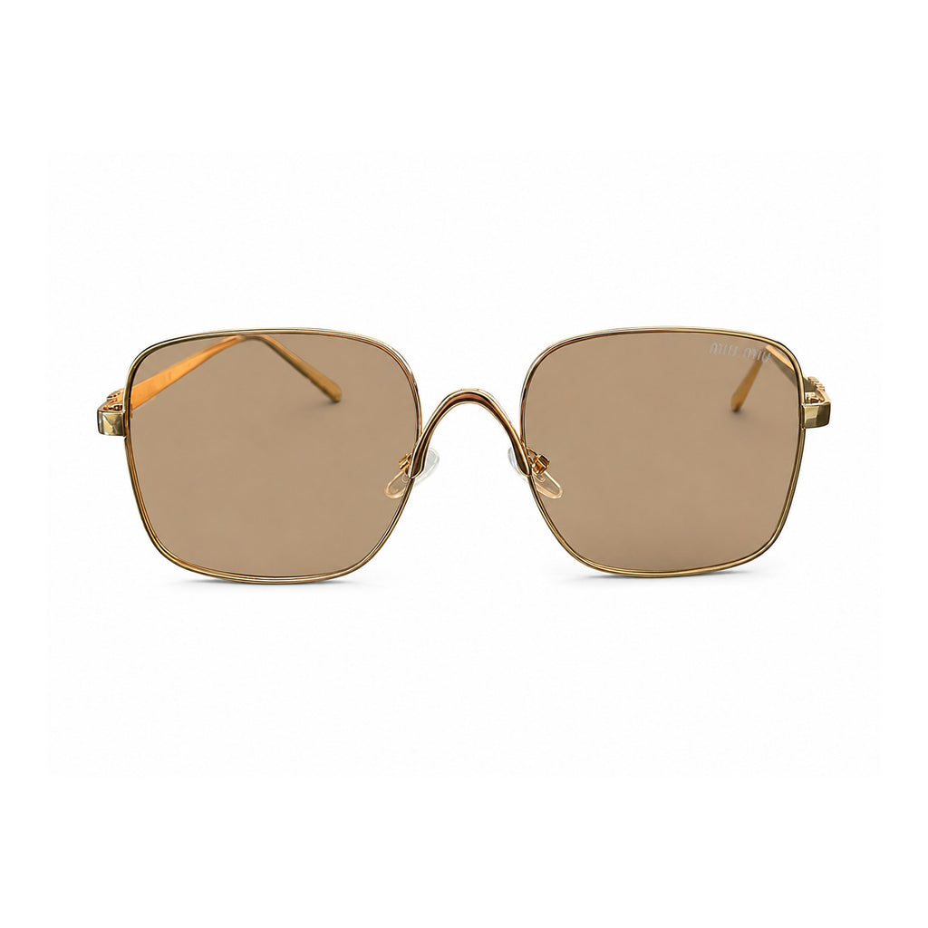 Óculos de Sol Square Dourado - vista frontal com lentes marrons